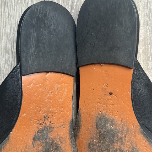 FRAME Le Town Leather Mules Slides Square Toe Noir 8 - Picture 8 of 9